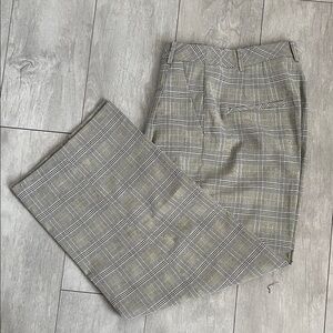H&M NWOT Beige Brown Plaid Wide Leg Pants, Size 10